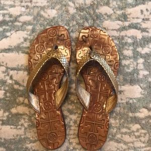 Tory Burch Gold Flip flops